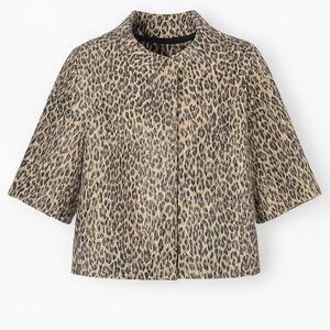 100% Leather Leopard Print Jacket – Tan/Black – XL Whimsy Goth Eclectic Staple